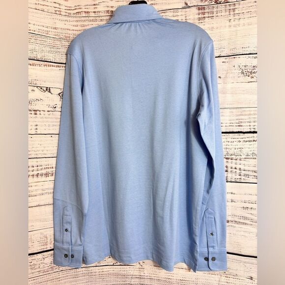 Greyson Mens size Omaha Long Sleeve Polo Wolf Blue Cotton Blend Cooling Fabric - Picture 5 of 16